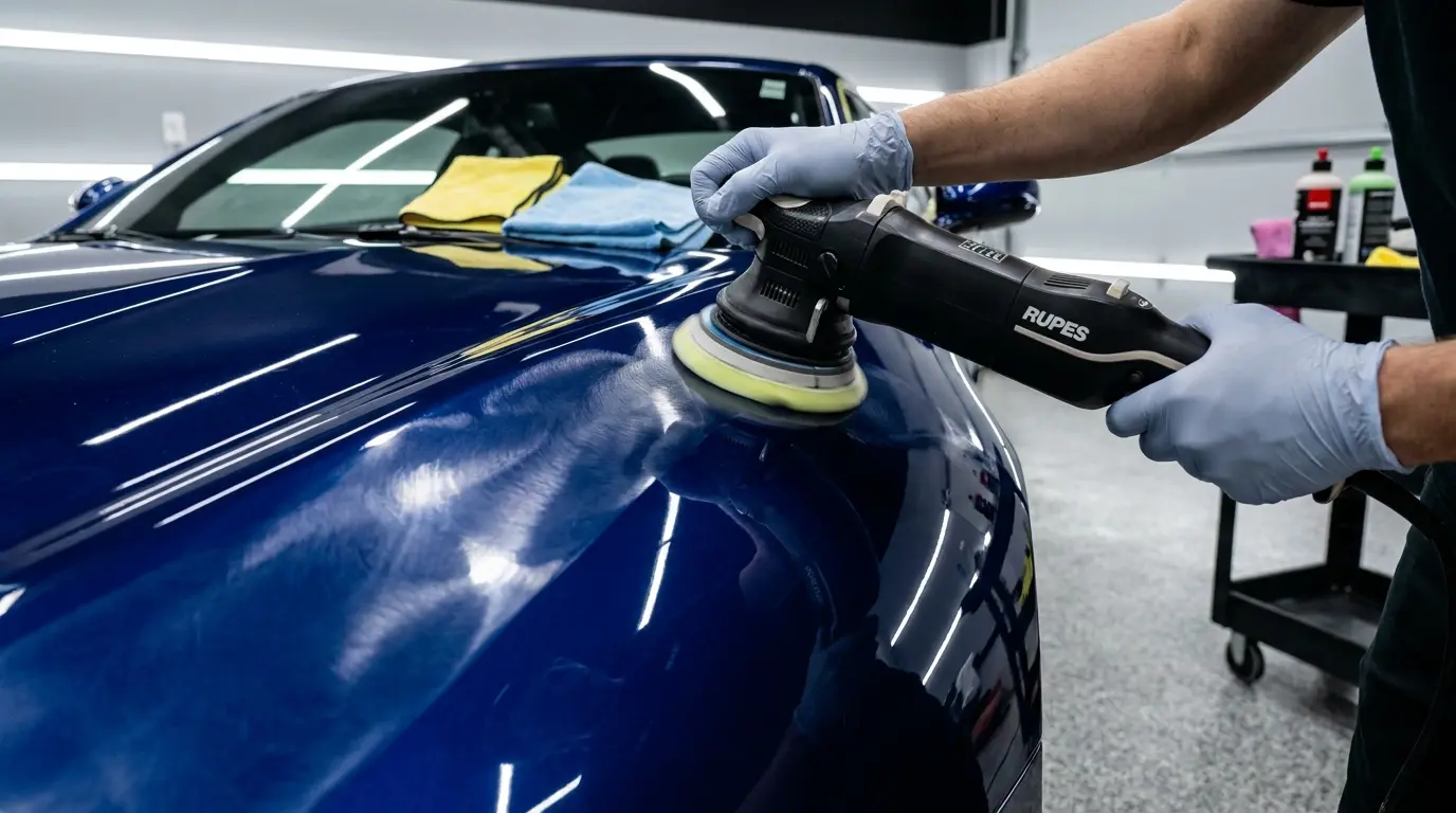 Paint correction Calgary — machine polishing to reduce swirl marks, scratches, and oxidation