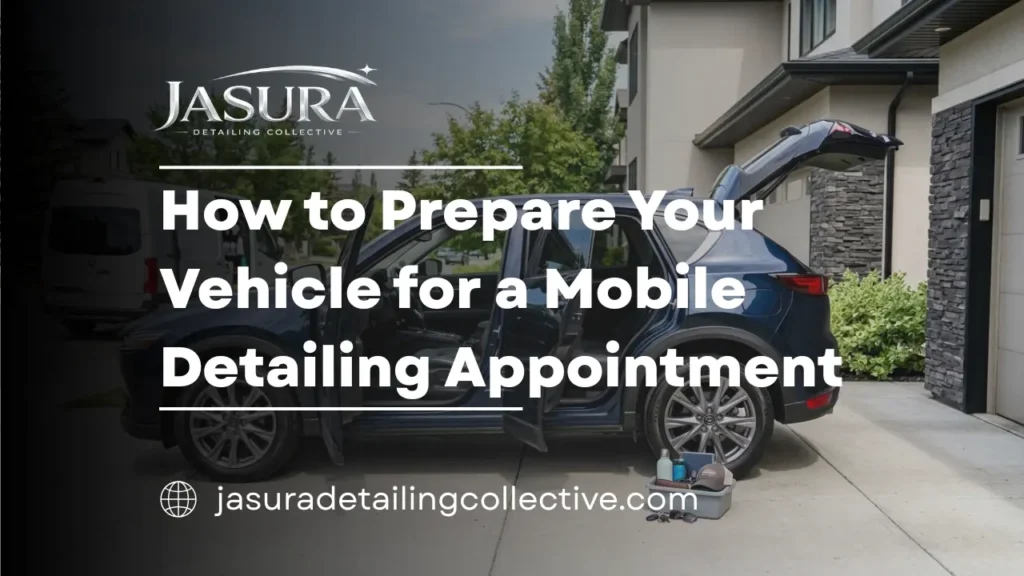 Vehicle parked in a residential driveway and ready for a mobile detailing appointment in Calgary