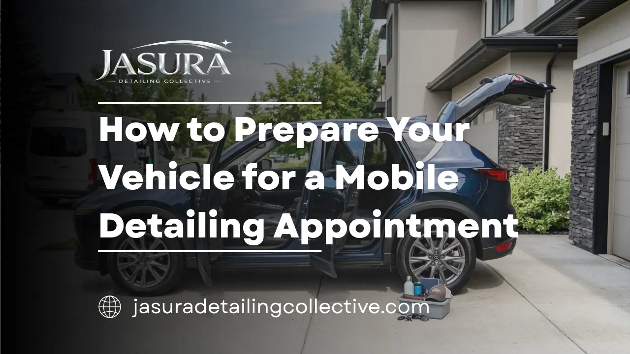 Vehicle parked in a residential driveway and ready for a mobile detailing appointment in Calgary