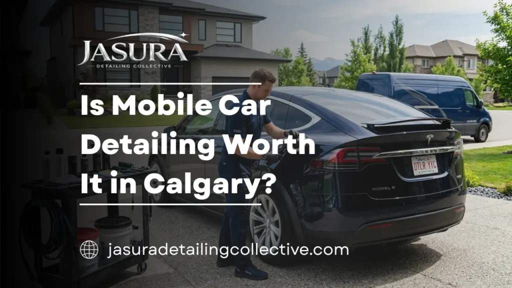 Mobile car detailing service being completed at a residential property in Calgary