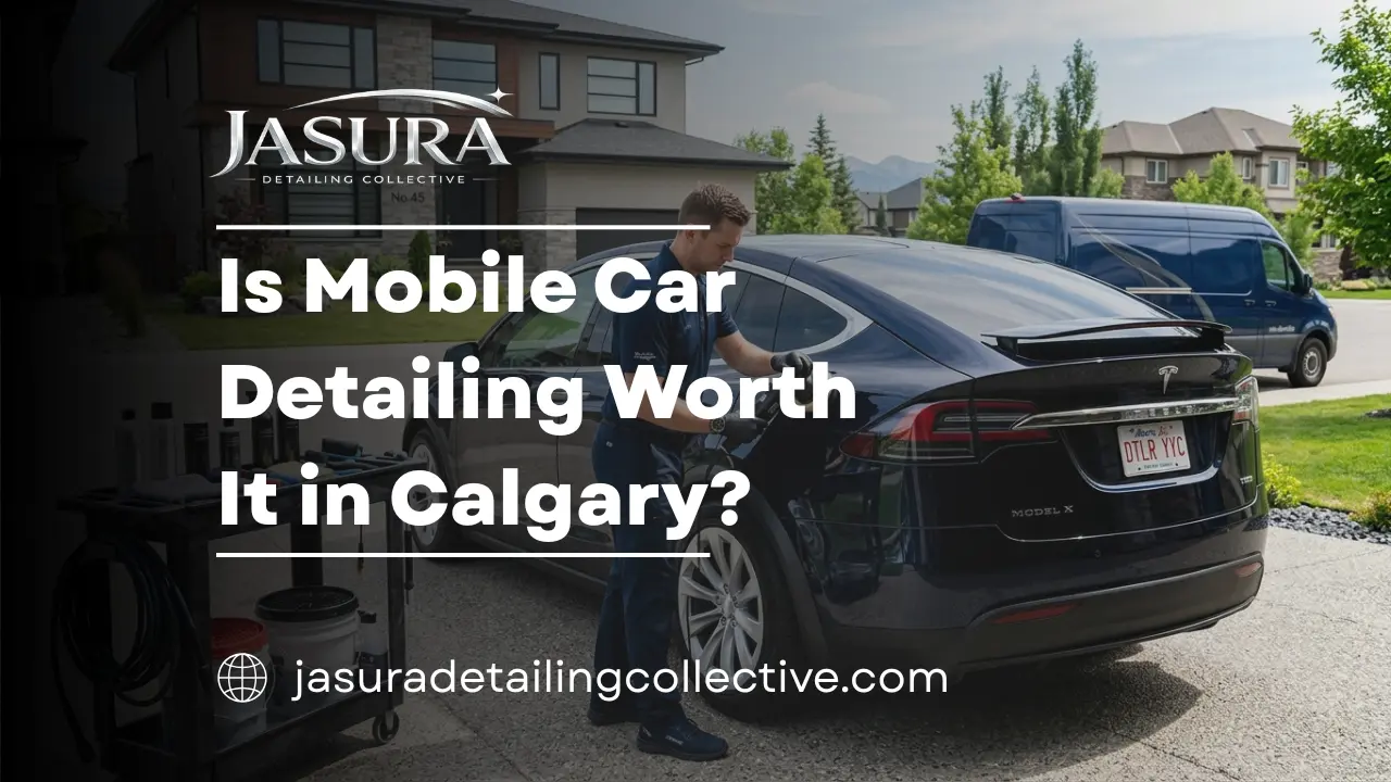 Mobile car detailing service being completed at a residential property in Calgary