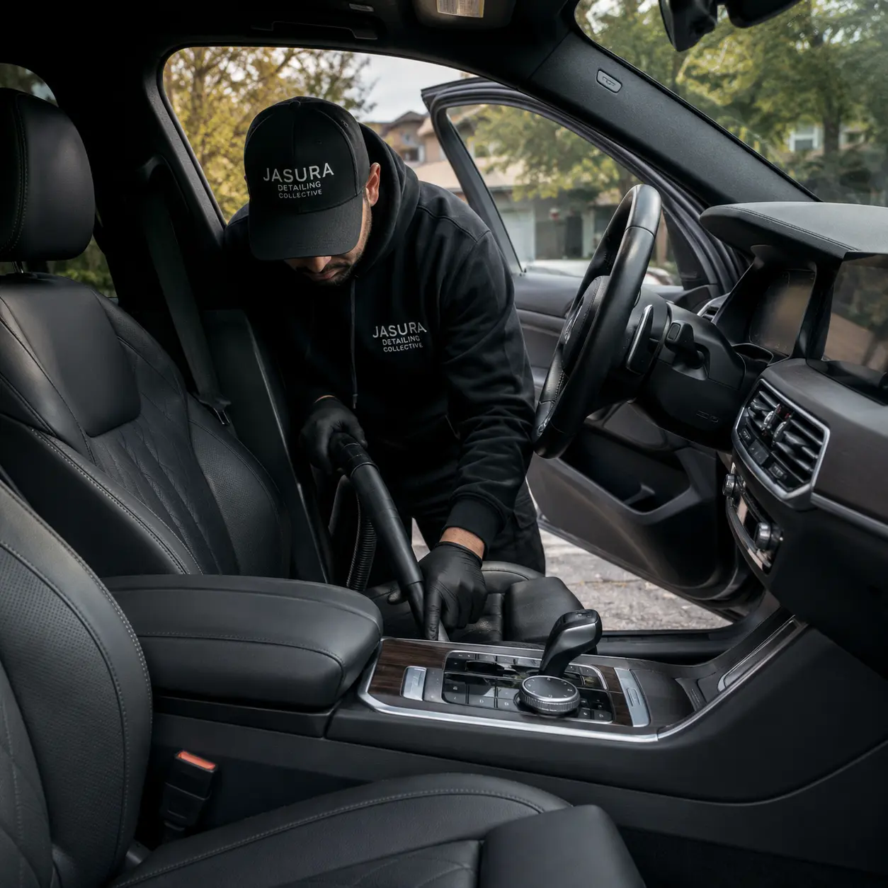 Jasura Detailing Collective cleaning a vehicle interior in Calgary